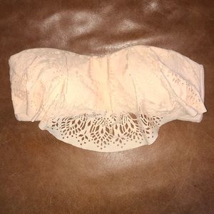 Nude pink strapless swim top